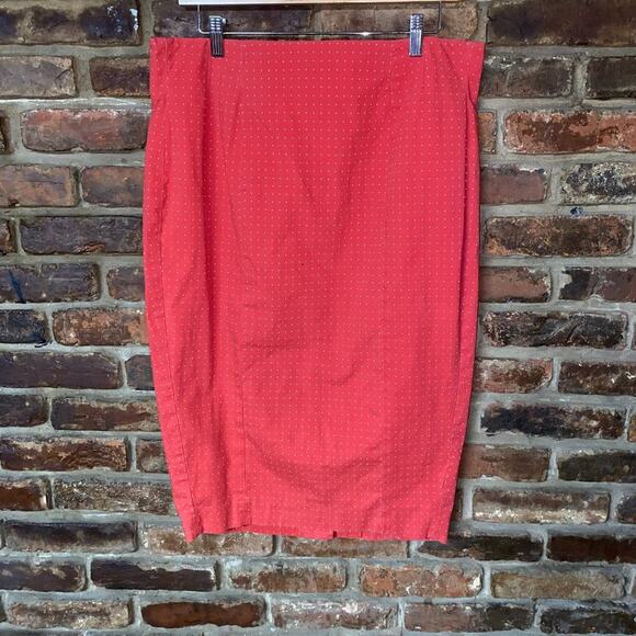 Torrid Red White Polka Dot Button-Back Midi Straight Pencil Skirt Women's Sz 14 - Picture 1 of 8